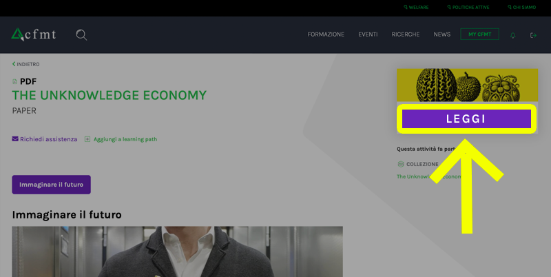 Effettua la login e clicca sul pulsante "LEGGI"