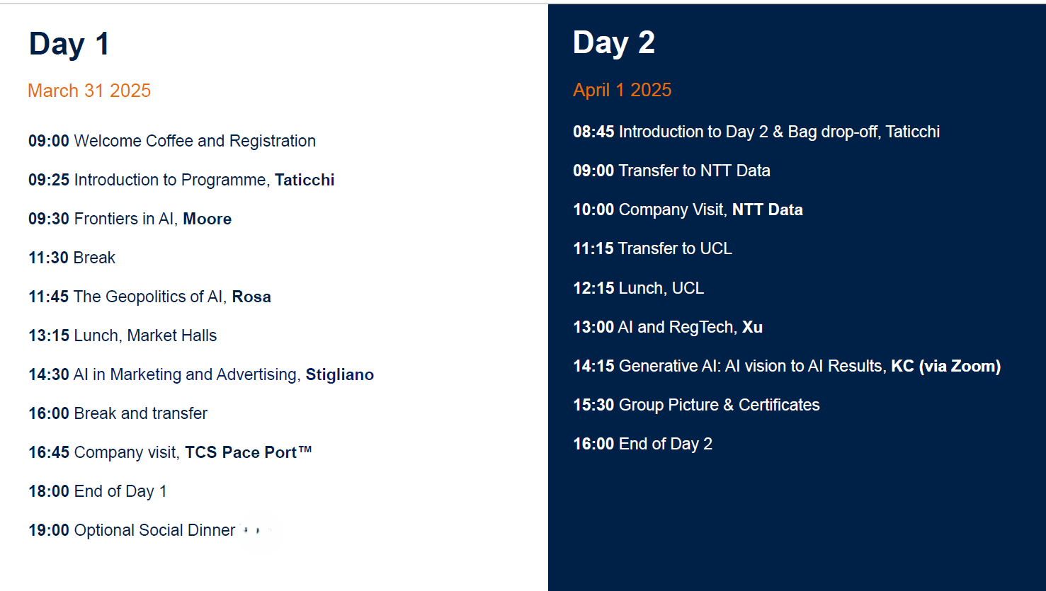 Timetable